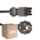 Fordelspakning 50x Noxion GST-Kompatibel Strømforsyningskabel - Female + Schuko Europlug - Svart 1.5m - 3 pole 0.75mm2